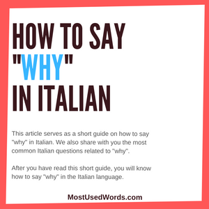 When You Just Need to Know More: How Do You Say "Why" in Italian?