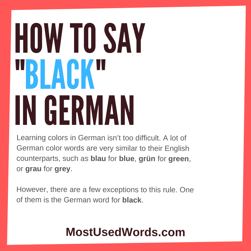 How Do You Say Black in German? A Quick Guide