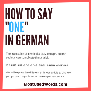 How Do You Say One in German? It's One of the Most Important Words!