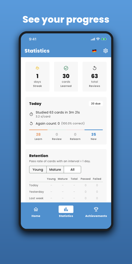 Track review stats and progress over time